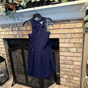 Speechless cutout neck crepe dress, navy, size Large, EUC